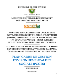 Plan Cadre De Gestion Environnementale Et Sociale (Pcges) ------Rapport Final