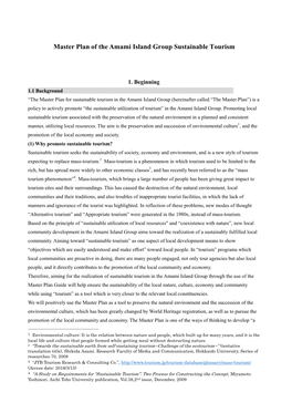 Master Plan of the Amami Island Group Sustainable Tourism