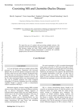 Coexisting MS and Lhermitte-Duclos Disease Casperson Et Al