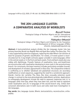 The Jen Language Cluster: a Comparative Analysis Of