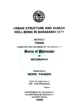 Urban Structure and Human Well-Being in Barabanki City