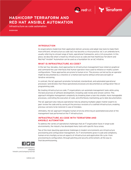 HASHICORP TERRAFORM and RED HAT ANSIBLE AUTOMATION Infrastructure As Code Automation