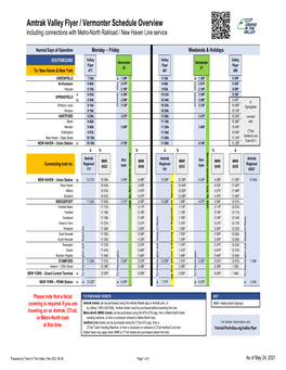 Valley Flyer Vermonter Schedule Overview