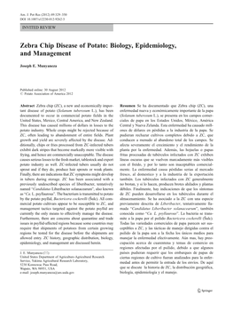 Zebra Chip Disease of Potato: Biology, Epidemiology, and Management