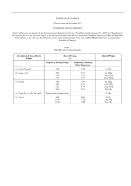 Schedule of Charges