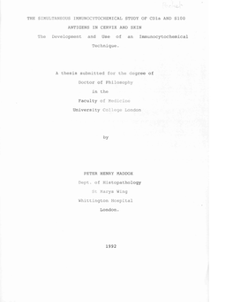 THE SIMULTANEOUS IMMUNOCYTOCHEMICAL STUDY of Cdla and S100 ANTIGENS in CERVIX and SKIN the Development and Use of an Immunocytoc
