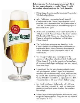 Pilsner Urquell Trivia