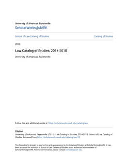 Law Catalog of Studies, 2014-2015