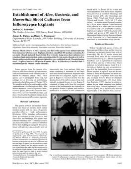 Establishment of Aloe, Gasteria, and Haworthia Shoot Cultures From