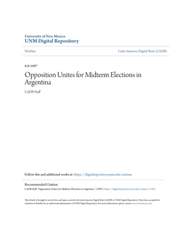 Opposition Unites for Midterm Elections in Argentina LADB Staff