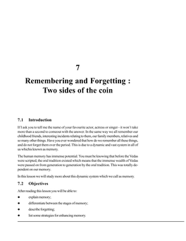 7 Remembering and Forgetting : Two Sides of the Coin