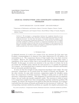 Logical Compactness and Constraint Satisfaction Problems