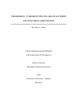 Chlorophyll a Variabliity Due to Large-Scale North Atlantic