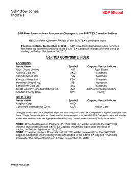 S&P/Tsx Composite Index