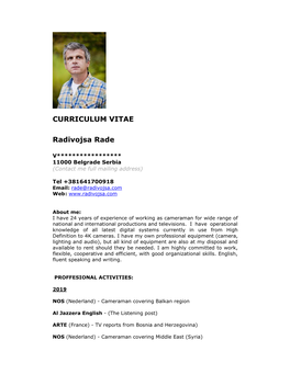 CURRICULUM VITAE Radivojsa Rade