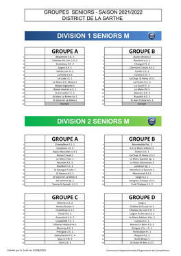 Division 1 Seniors M Division 2 Seniors M