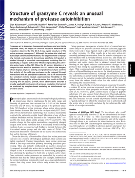 Structure of Granzyme C Reveals an Unusual Mechanism of Protease Autoinhibition