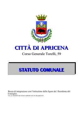 Città Di Apricena STATUTO COMUNALE