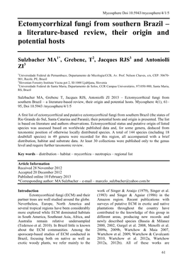 Ectomycorrhizal Fungi from Southern Brazil – a Literature-Based Review, Their Origin and Potential Hosts