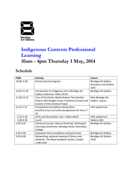 Bendigo Art Gallery Indigenous Contexts Professional Development