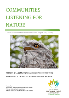 A Report on a Community Partnership in Eco-Acoustic Monitoring in the Mount Alexander Region, Victoria