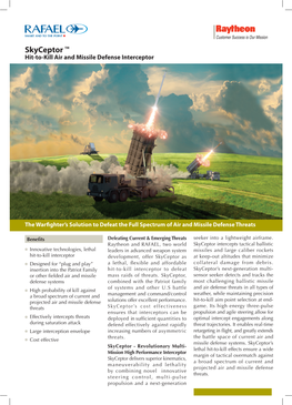 Skyceptor TM Hit-To-Kill Air and Missile Defense Interceptor