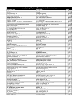 Current Listing of Registered Extended Service Contract Providers Organization Name Primary Name Expires Apple, Inc