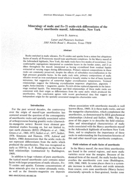 Mineralogy of Mafic and Fe.Ti Oxide-Rich Differentiates of The