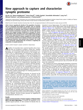 New Approach to Capture and Characterize Synaptic Proteome