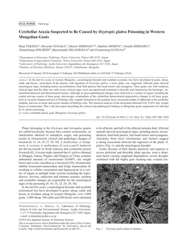 Cerebellar Ataxia Suspected to Be Caused by Oxytropis Glabra Poisoning in Western Mongolian Goats