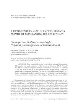 Hispania As Part of Constantine III's Usurpation = Un