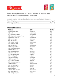 Post® Honey Brunches of Oats® Chicken & Waffles and Maple Bacon Donuts Cereal Locations Walmart Locations