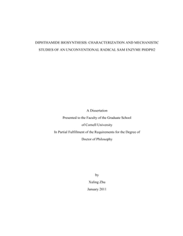 Diphthamide Biosynthesis: Characterization and Mechanistic Studies of an Unconventional Radical Sam Enzyme Phdph2