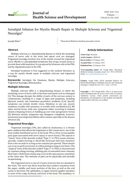 Intralipid Infusion for Myelin Sheath Repair in Multiple Sclerosis and Trigeminal Neuralgia?