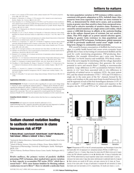 Sodium Channel Mutation Leading to Saxitoxin Resistance in Clams Increases Risk of PSP