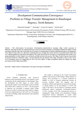 Development Communication Convergence: Problems in Village Transfer Management in Simalungun Regency, North Sumatra