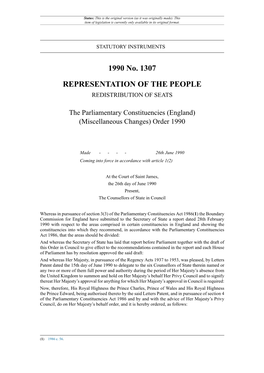 The Parliamentary Constituencies (England) (Miscellaneous Changes) Order 1990