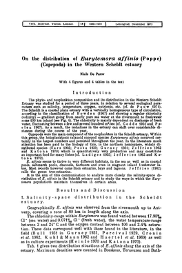 O N the Distribution of Eurytemora Affinis (P Oppe) (Copepoda)