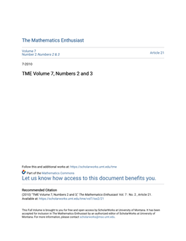 TME Volume 7, Numbers 2 and 3