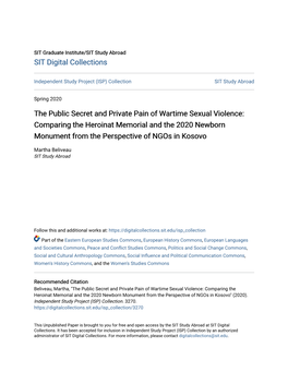 The Public Secret and Private Pain of Wartime Sexual Violence: Comparing the Heroinat Memorial and the 2020 Newborn Monument from the Perspective of Ngos in Kosovo