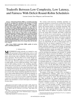 Tradeoffs Between Low Complexity, Low Latency, and Fairness with Deficit Round-Robin Schedulers 683