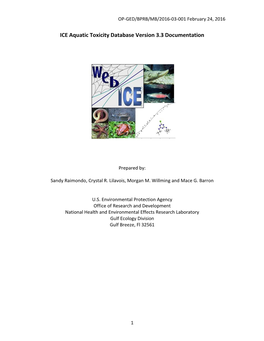 Web-ICE Aquatic Database Documentation