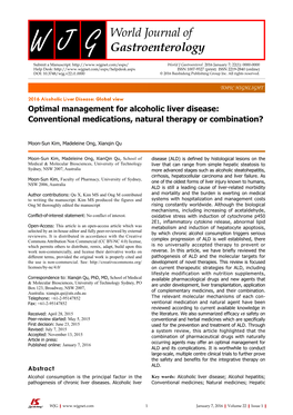 Optimal Management for Alcoholic Liver Disease: Conventional Medications, Natural Therapy Or Combination?