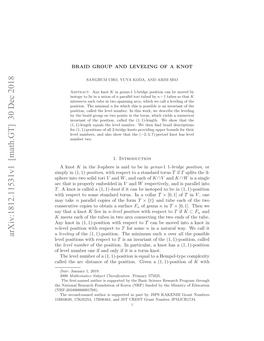 Arxiv:1812.11531V1 [Math.GT] 30 Dec 2018 H Ainlrsac Onaino Oe NF Uddb Th by Funded (NRF) Korea of (NRF-201800000001768)