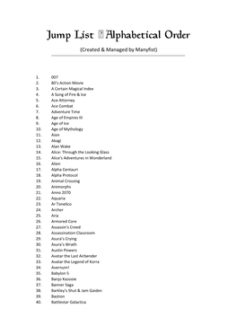 Alphabetical Order (Created & Managed by Manyfist)