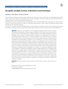 Occipital Condyle Screws: Indications and Technique