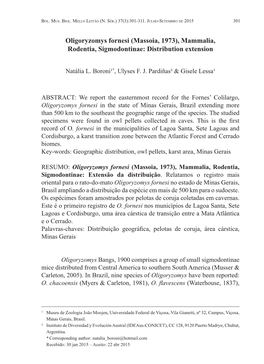 Oligoryzomys Fornesi (Massoia, 1973), Mammalia, Rodentia, Sigmodontinae: Distribution Extension