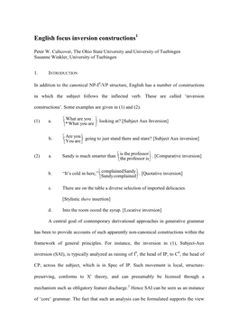 English Focus Inversion Constructions1