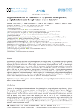 Polyploidization Within the Funariaceae—A Key Principle Behind Speciation, Sporophyte Reduction and the High Variance of Spore Diameters?