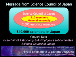 Message from Science Council of Japan